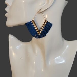 3/$30 Diamond Hoop Fringe Ethnic Earrings NWOT